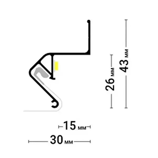 Alu Spanndecken Wandprofil weiß für LED Randbeleuchtung - keine Abdeckung notwendig