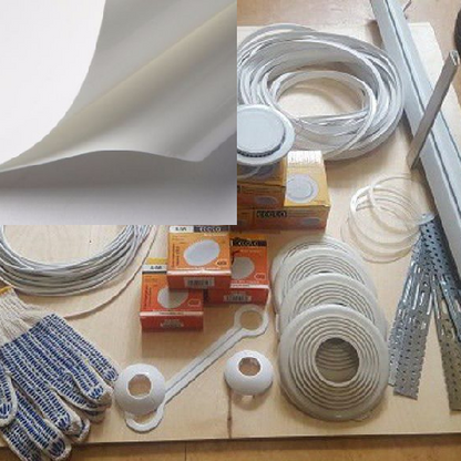 Spanndecken Montage Set matt, satin oder glanz 20-30 m² Farbe nach Wahl - Folienbreite bis 500 cm